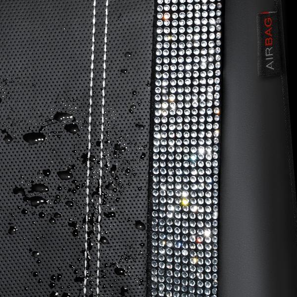 Wasserdichte Autositzbezüge aus Leder, Komplettset mit Strasssteinen, funkelnd und mit Kristallverzierungen, universell passend für 95 % aller Pkw, Lkw und SUVs (Komplettset, Silber)