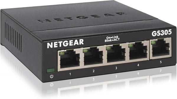 GS305-300PES 5-Port Gigabit-Switch (lüfterlos, einfache Plug-and-Play-Installation, Layer 2, robustes Metallgehäuse, energiesparend, RJ45-Metallanschlüsse)