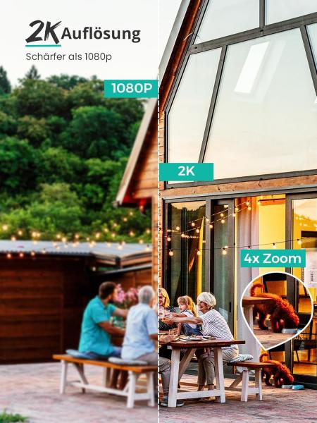 2,5K-Außenkamera – 2,4/5-GHz-WLAN-360°-PTZ-Überwachungskamera mit Dual-Objektiv, Farbnachtsicht, intelligenter Verfolgung, Zwei-Wege-Audio, kostenlosem Cloud-Speicher und Schutzart IP66