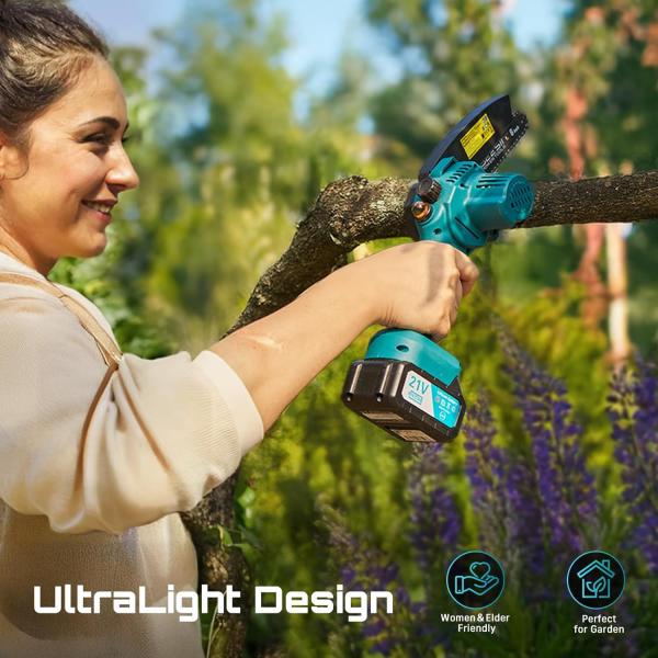 Mini-Kettensäge mit 8000-mAh-Akku (15,2 cm), elektrischer Mini-Kettensäge mit automatischer Ölung und 2 Akkus (4000 mAh), Akku-Handkettensäge für Gartenscheren, Astscheren und Holzarbeiten