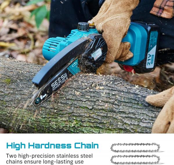 Mini-Kettensäge mit 8000-mAh-Akku (15,2 cm), elektrischer Mini-Kettensäge mit automatischer Ölung und 2 Akkus (4000 mAh), Akku-Handkettensäge für Gartenscheren, Astscheren und Holzarbeiten
