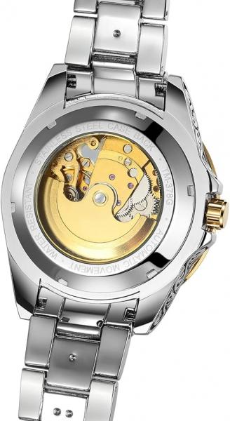 FORSINING Mechanische Herrenuhr, wasserdicht, graviert, Skelett-Automatikwerk, Edelstahl, Armband