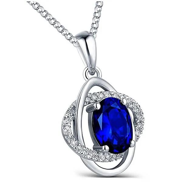 Königliche & elegante Halskette mit ovalem blauem Saphiranhänger