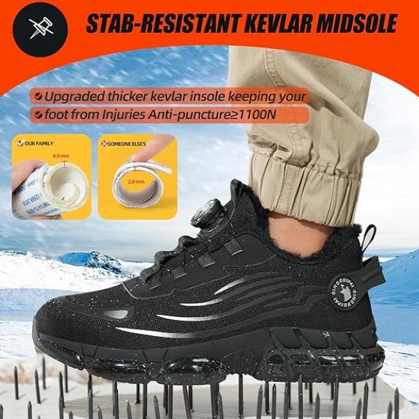 Sicherheitsschuhe für den Winter, Unisex Sportliche Arbeitsschuhe Leichte Trends Drehknopf Durchtritt- und Stoßfestigkeit