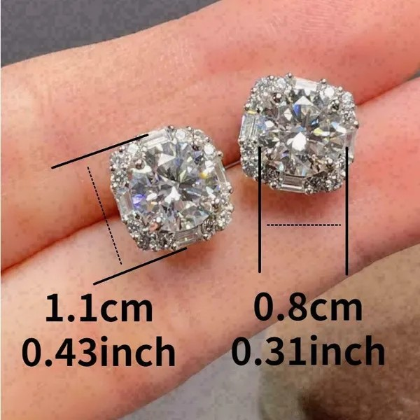Quadratische Moissanit-Ohrstecker für Damen – Hochzeits- & Partyschmuck