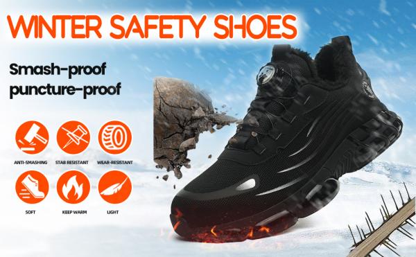 Sicherheitsschuhe für den Winter, Unisex Sportliche Arbeitsschuhe Leichte Trends Drehknopf Durchtritt- und Stoßfestigkeit