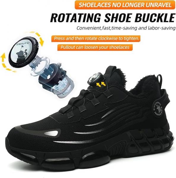 Sicherheitsschuhe für den Winter, Unisex Sportliche Arbeitsschuhe Leichte Trends Drehknopf Durchtritt- und Stoßfestigkeit