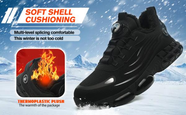 Sicherheitsschuhe für den Winter, Unisex Sportliche Arbeitsschuhe Leichte Trends Drehknopf Durchtritt- und Stoßfestigkeit