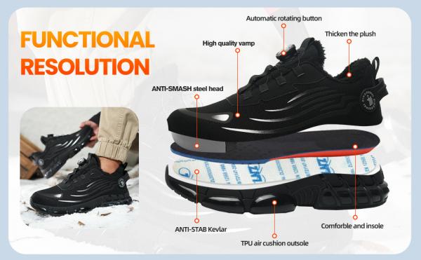 Sicherheitsschuhe für den Winter, Unisex Sportliche Arbeitsschuhe Leichte Trends Drehknopf Durchtritt- und Stoßfestigkeit