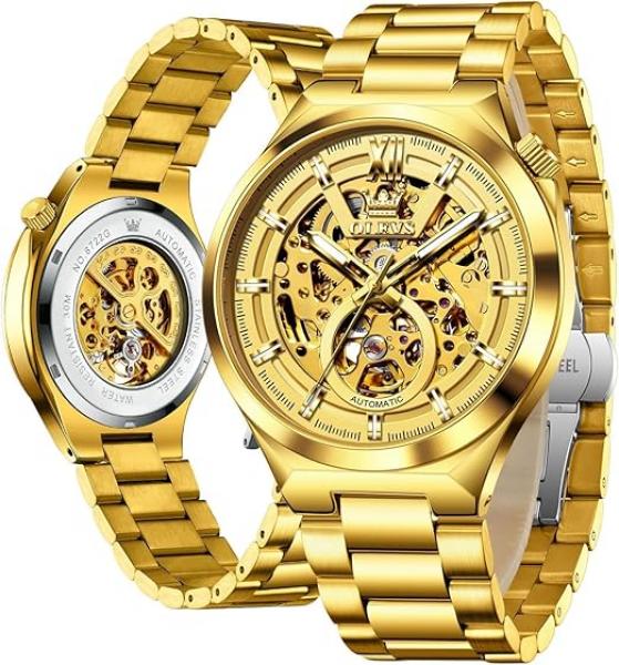 Automatische Herren-Skelettuhr mit Diamanten, wasserdicht und mit Leuchtzeigern