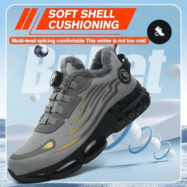 Sicherheitsschuhe für den Winter, Unisex Sportliche Arbeitsschuhe Leichte Trends Drehknopf Durchtritt- und Stoßfestigkeit
