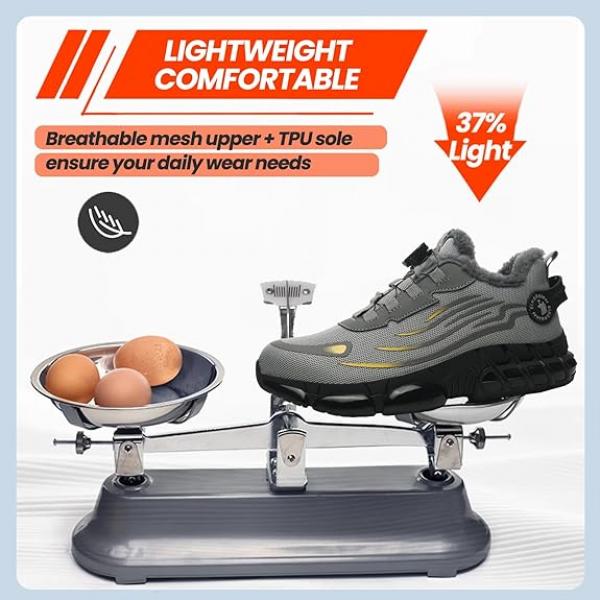 Sicherheitsschuhe für den Winter, Unisex Sportliche Arbeitsschuhe Leichte Trends Drehknopf Durchtritt- und Stoßfestigkeit
