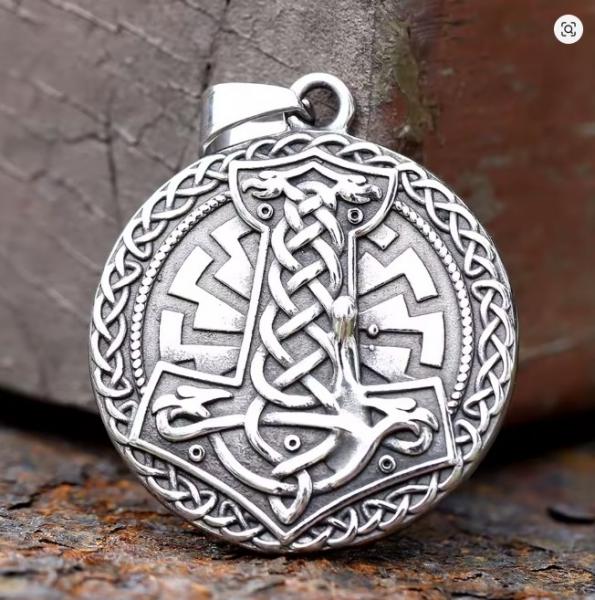 Neuer Edelstahl-Wikinger-Anhänger mit Thorshammer und keltischem Knoten, Runenanhänger für Herren, Vintage-Schmuck