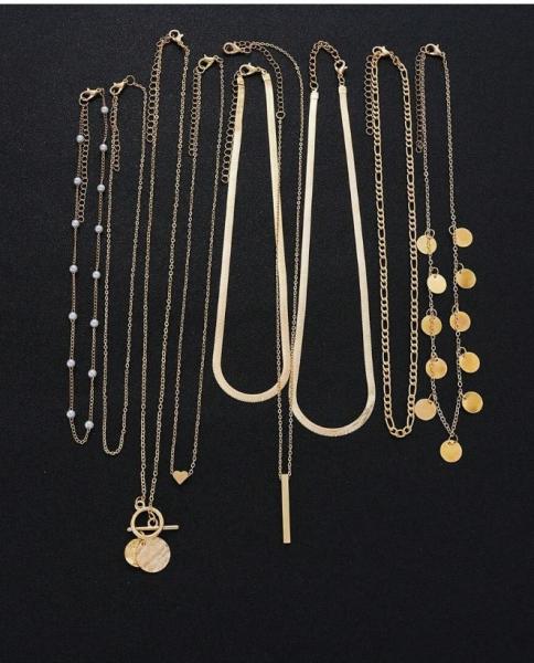 9-teiliges mehrlagiges Halsketten-Set für Damen