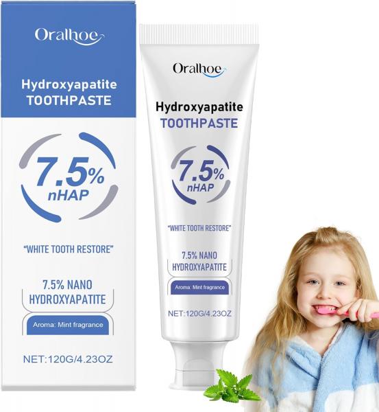 Hydroxylapatit-Zahnpasta, fluoridfrei, Minzgeschmack, Zahnaufhellung, frischer Atem, langanhaltende Wirkung, sanfte Formel, breites Anwendungsspektrum