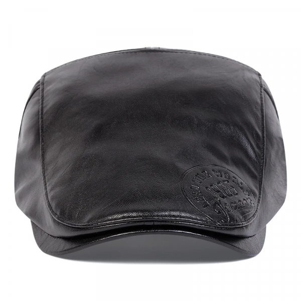 Herren Retro 1985 PU-Leder verstellbare Schiebermütze Hip Hop Baskenmütze