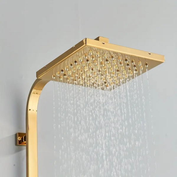Luxuriöses Golden Duschsystem mit 3 Funktionen, Regendusche und Handbrause