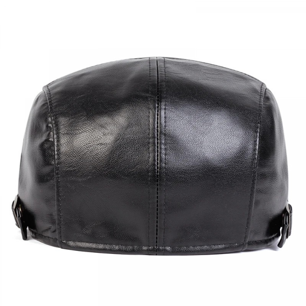 Herren Retro 1985 PU-Leder verstellbare Schiebermütze Hip Hop Baskenmütze