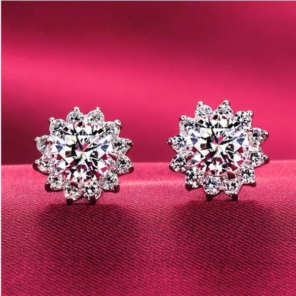 Moissanit-Diamant-Blumenohrstecker für Damen