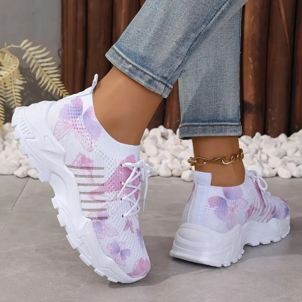 Damen-Sneaker mit Schmetterlingsmuster, atmungsaktive Mesh-Sport-Laufschuhe 41