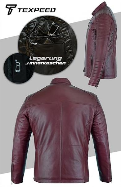Texpeed Lederjacke herren schaffell echtleder - Lässige motorrad bikerstil jacke mantel