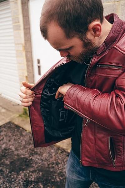 Texpeed Lederjacke herren schaffell echtleder - Lässige motorrad bikerstil jacke mantel