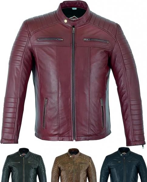 Texpeed Lederjacke herren schaffell echtleder - Lässige motorrad bikerstil jacke mantel