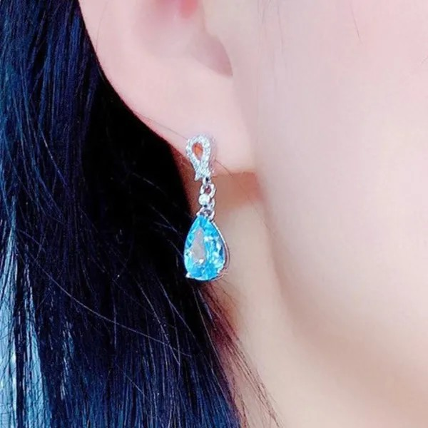 Elegante Aquamarin-Kristallohrringe in Tropfenform – Braut- & Hochzeitsschmuck