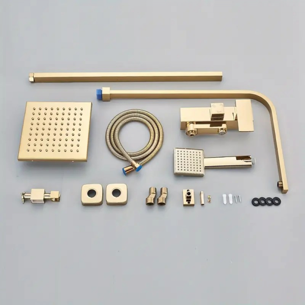 Luxuriöses Golden Duschsystem mit 3 Funktionen, Regendusche und Handbrause