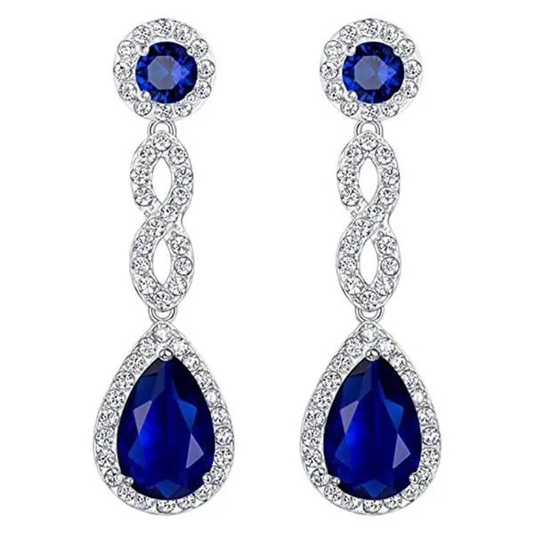Zarte Tropfenohrringe mit blauem Saphir – Eleganter Braut- & Modeschmuck