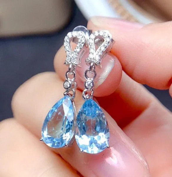 Elegante Aquamarin-Kristallohrringe in Tropfenform – Braut- & Hochzeitsschmuck