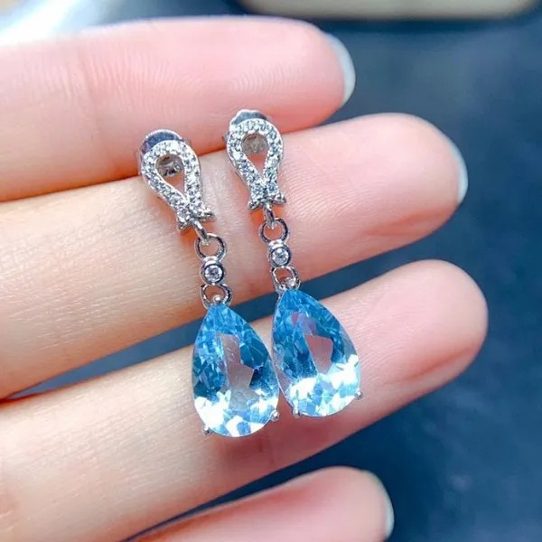 Elegante Aquamarin-Kristallohrringe in Tropfenform – Braut- & Hochzeitsschmuck