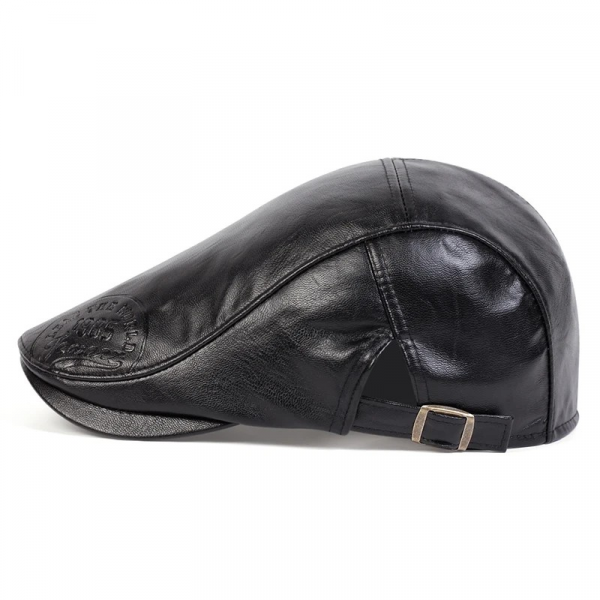 Herren Retro 1985 PU-Leder verstellbare Schiebermütze Hip Hop Baskenmütze